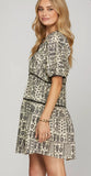 Tricia Black Print Puff Sleeve She + Sky Dress