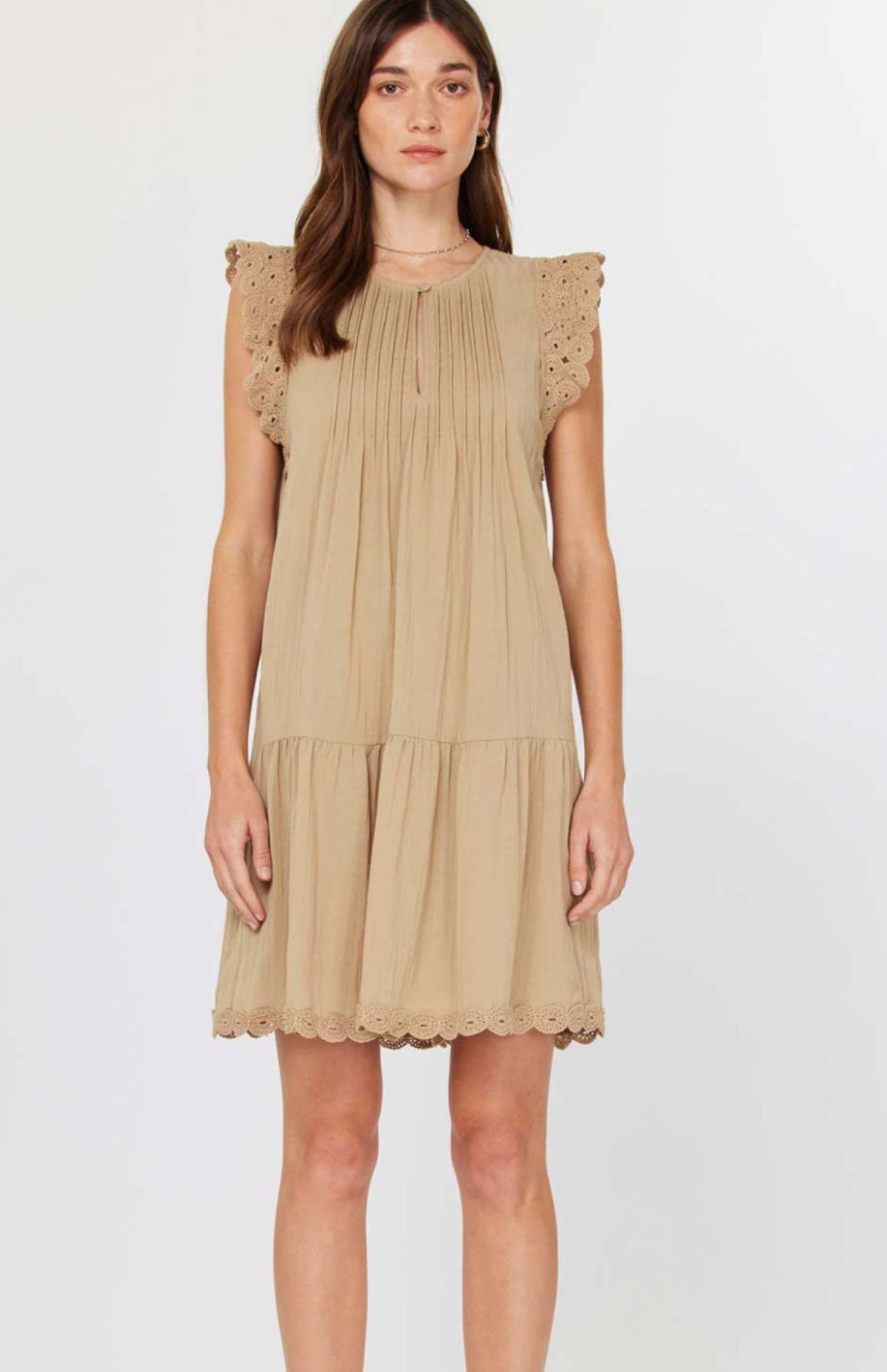 Shayla Khaki Crochet Short Current Air Dress-Sale Xs Shayla Khaki Crochet Short Current Air Dress-Sale Xs