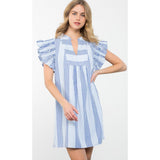 Eileen Striped Flutter Sleeve THML Dress