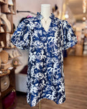 Zaria Puff Sleeve Print V Neck THML Dress