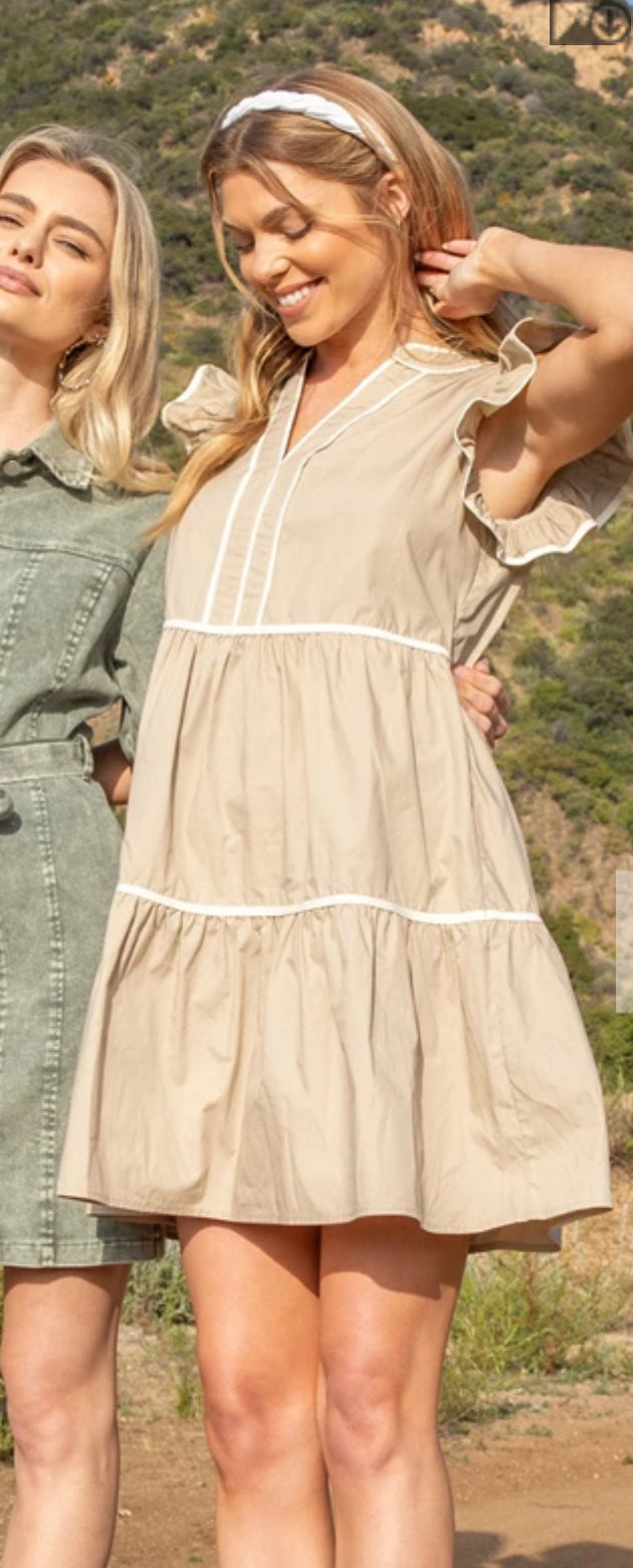 she sky ruffle sleeve dress Shop Style & More | Fresh Looks, Everyday Deals & Free Shipping - She + Sky Ruffled Hem Notched Flutter Sleeve Mini Dress - Authenticity Guaranteed