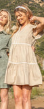 Geneva Taupe Ruffle Sleeve She + Sky Tiered Pocket Dress