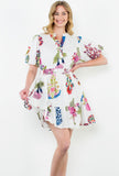 Kara Floral  Puff Sleeve THML Dress