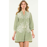 Kary Embroidered Green Stripe THML Dress