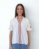 Lucy Embroidered Detail Puff Sleeve Corduroy THML Top