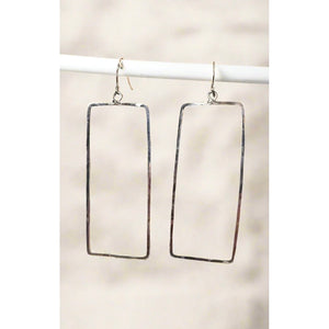 Bella Hammered Silver Rectangle Earrings