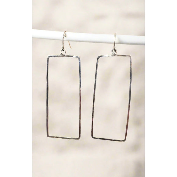 Bella Hammered Silver Rectangle Earrings