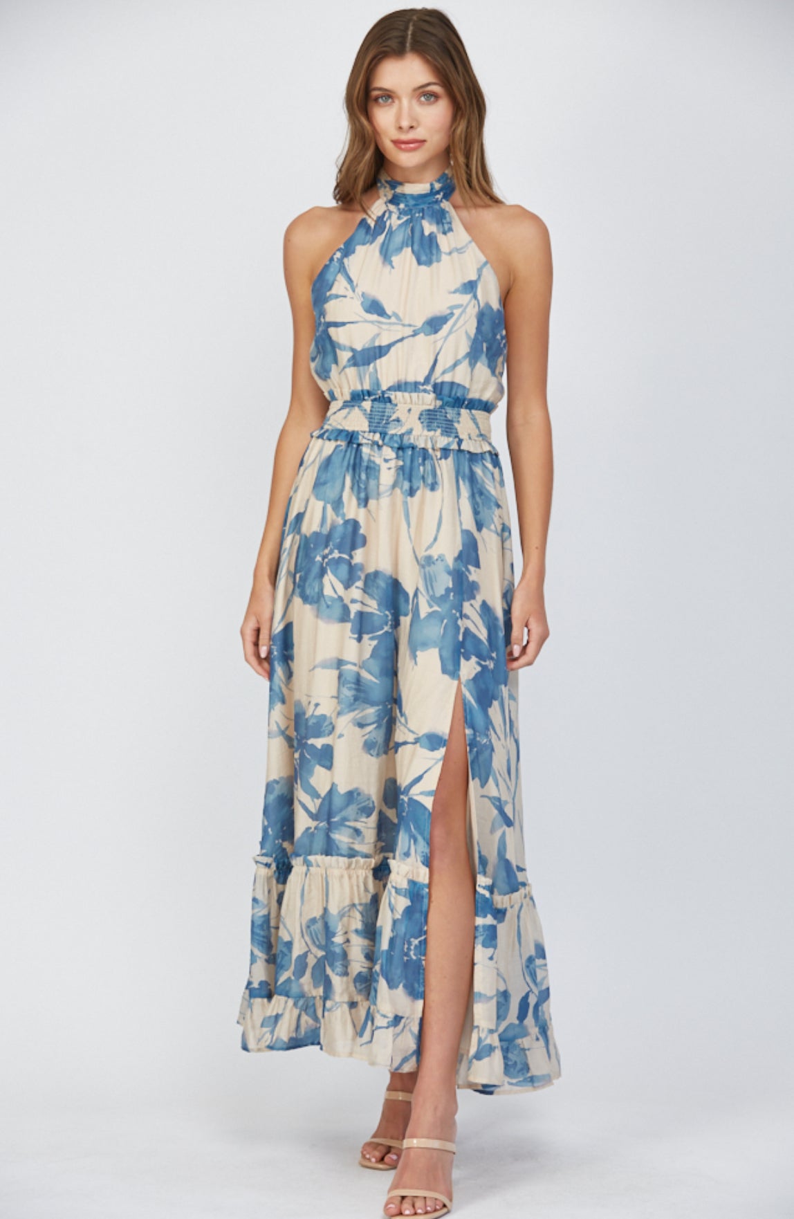 Gianna Floral Tie Back Halter Maxi FATE Dress S Gianna Floral Tie Back Halter Maxi FATE Dress S