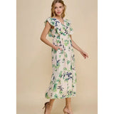 Callie V Neck  Floral Midi TCEC Dress-SALE