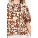 Evie Embroidered Puff Sleeve THML Top