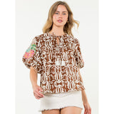 Evie Embroidered Puff Sleeve THML Top