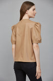 Kate Split Neck Faux Leather FATE Top