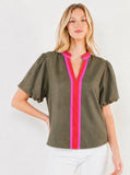 THML Gisela Suede Top With Color Blocking Top
