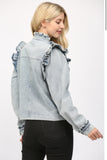 Sophia Ruffle Detail Washed  Denim FATE Jacket