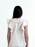 Aldis Linen Blend Flutter Sleeve FATE Blouse