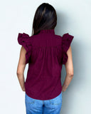 Leah Flutter Sleeve Embroidered THML Top