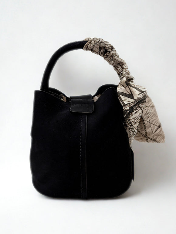 Akal Black Suede Small BC Bag with Scarf