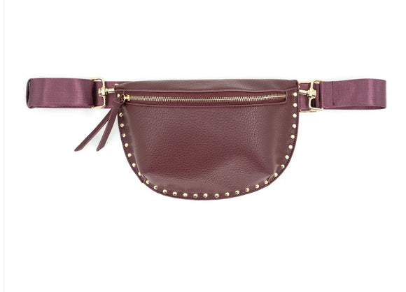 Evie Burgundy Studded Fanny Pack BC Bag