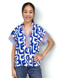THML Gabrielle Short Sleeves Abstract Pattern Top