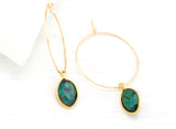 Amie Green Onyx Quartz Hoop Earrings