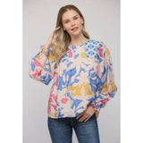 Quinn Lace Insert Mixed Print Peasant FATE Top