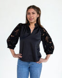 Julieta Long Sleeve V-Neck Satin THML Top