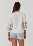 Jamison Floral Embroidered Sleeve Tie Front Top Lovestitch Top