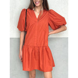 Gia Puff Sleeve V Neck THML Dress-SALE