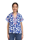 THML Gabrielle Short Sleeves Abstract Pattern Top
