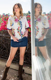 Sandra Floral Short Sleeve THML Top