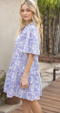 Serena Blue Embroidered Tiered VOY Dress