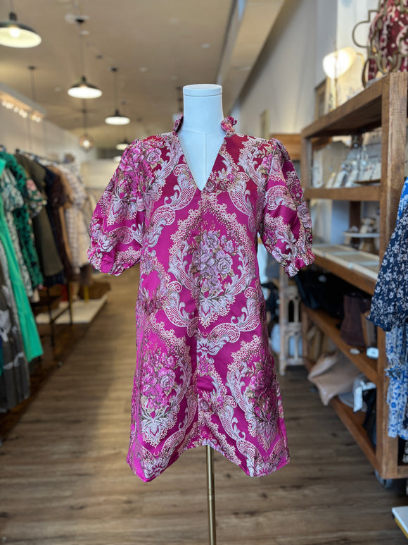 Rosalia Puff Sleeve Floral Embroidery Detail THML Dress