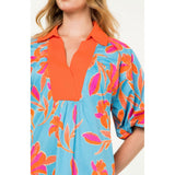 Sealy Blue Orange Floral THML Dress