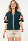 Tessa Embroidered Puff Sleeve THML Top