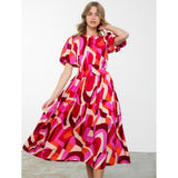 Brooke Puff Sleeve Multi Color Maxi THML Dress