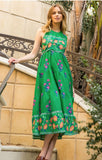 Stacy Green Floral Halter Maxi THML Dress