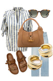 THML Nory Stripe Top with Sleeve Tie
