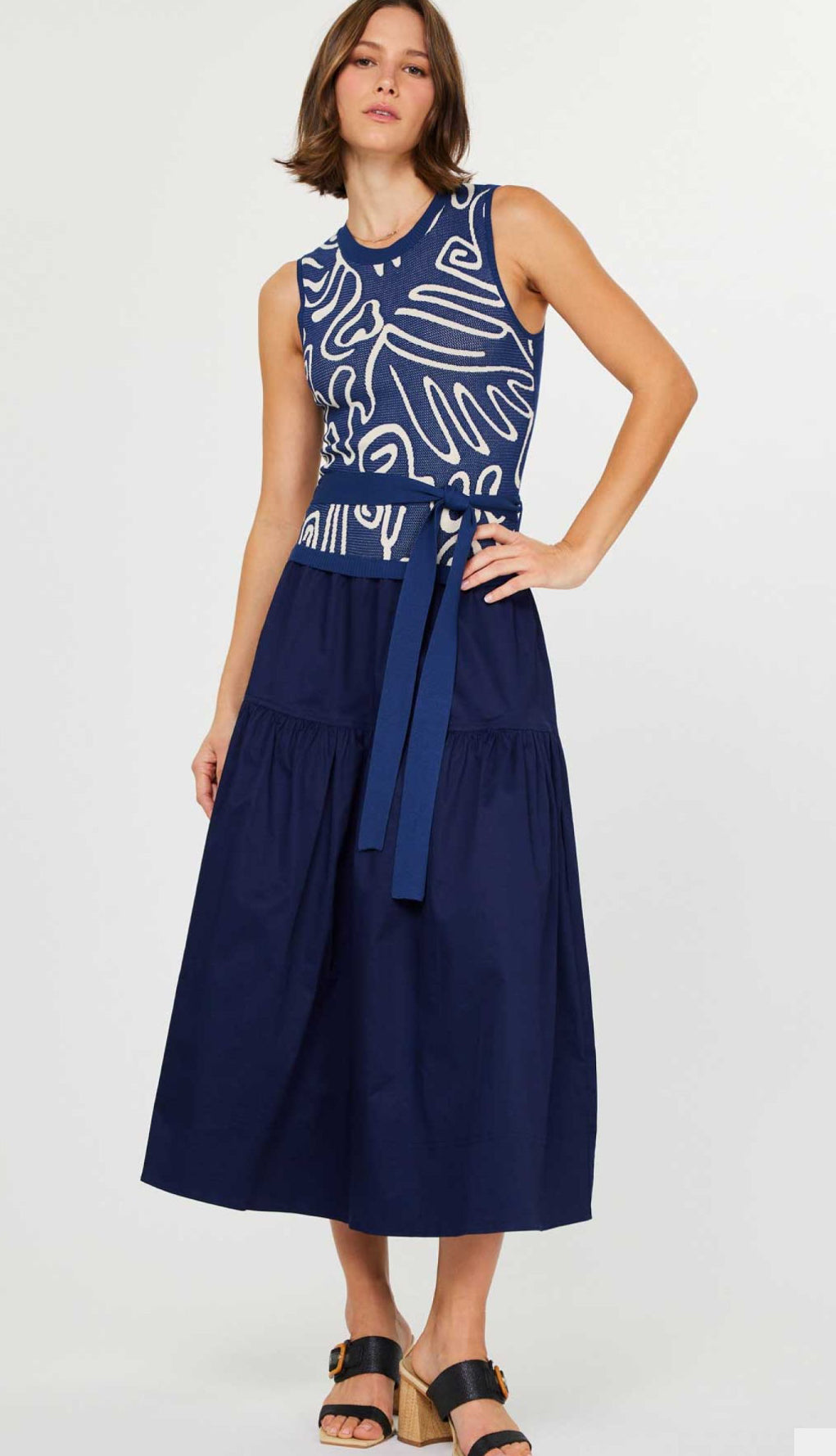 Karla Navy Abstract Midi Current Air Dress S Karla Navy Abstract Midi Current Air Dress S