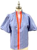 THML Constance Striped Bubble Sleeve Top