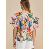 Karson Multicolor Abstract Floral Print TCEC Top
