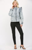 Sophia Ruffle Detail Washed  Denim FATE Jacket