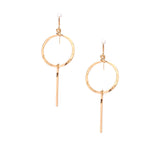 Bella Hammered Gold Circle and Bar Earrings