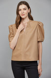 Kate Split Neck Faux Leather FATE Top