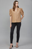 Kate Split Neck Faux Leather FATE Top