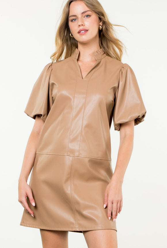 Olivia Beige Leather THML Dress