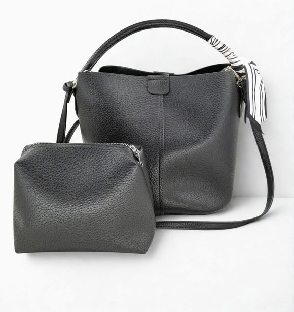 Brena Black Tote BC Bag with Scarf