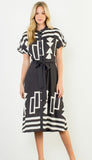 Miriam Short Sleeve Print Button Up THML Dress