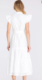 Nora White Eyelet Lace Waist Tie She + Sky MIDI  Dress