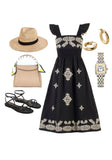 THML Catherine Flutter Sleeve Embroidery Detail Dress