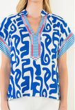 THML Gabrielle Short Sleeves Abstract Pattern Top